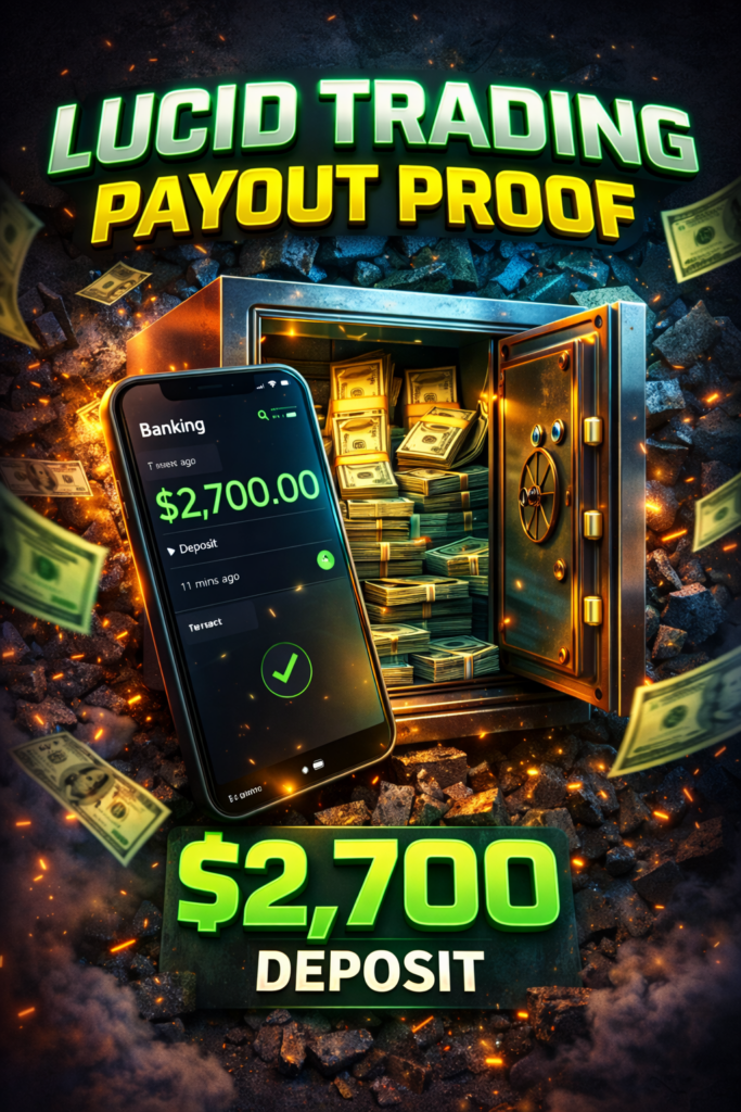 Lucid Trading payout proof showing a $2700 deposit from a $3000 payout request on a LucidDirect instant funded account
