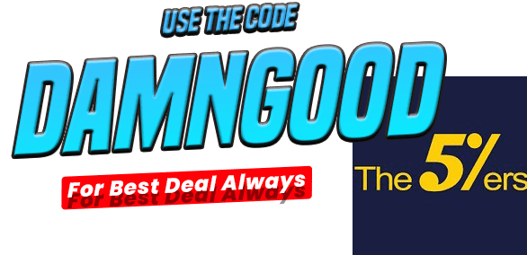 The5ers prop firm logo with discount code offer for futures trading